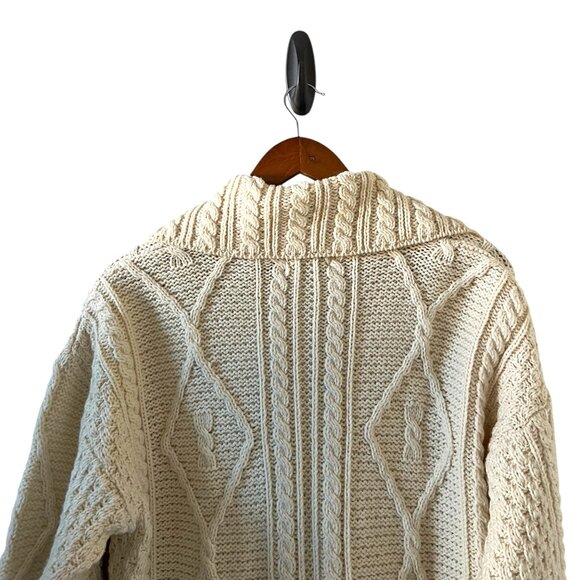 BLARNEY Made In Ireland Merino Wool Cardigan Sweater In Cream Size M - Picture 7 of 13